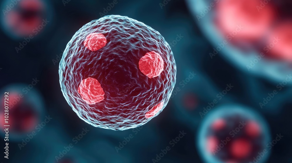 Poster 3d render of colorful cells, depicting structure and function in biology.