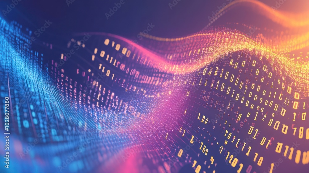 Poster binary code wave