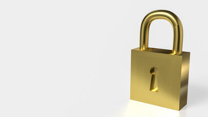 Golden lock for security  or Business concept 3d rendering.