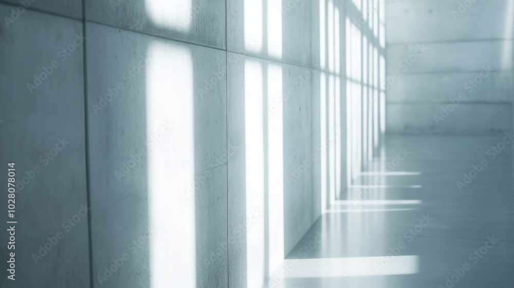 Poster light and shadow interplay in a minimalistic concrete space during daylight