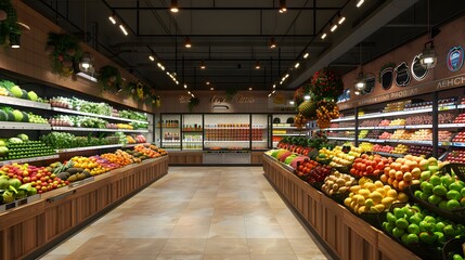 Produce Aisle in a Modern Grocery Store