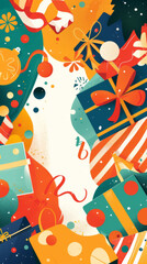 Naklejka premium Festive gift boxes and ribbons for christmas celebration design