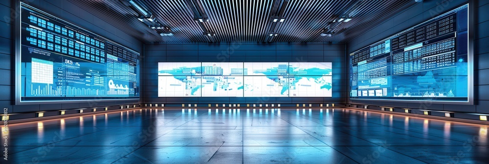 Poster the control center is actively monitoring delivery routes, showcasing essential logistics data on mu