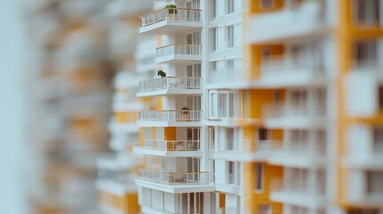 a miniature high rise apartment with glass balconies
