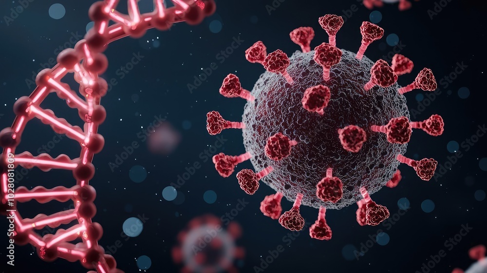 Poster 3d rendering of a virus close-up, abstract molecular structure, white isolate background