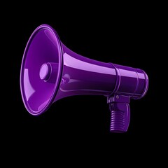 Purple Megaphone with Shiny Finish Isolated on Black Background