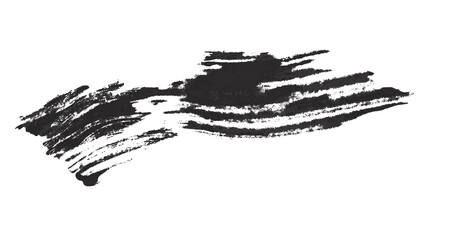 Isolated black brush stroke on transparent background.