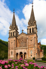 Obraz premium Picturesque view of impressive Covadonga monastery, Spain