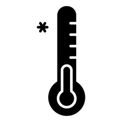 Winter thermometer glyph solid icon