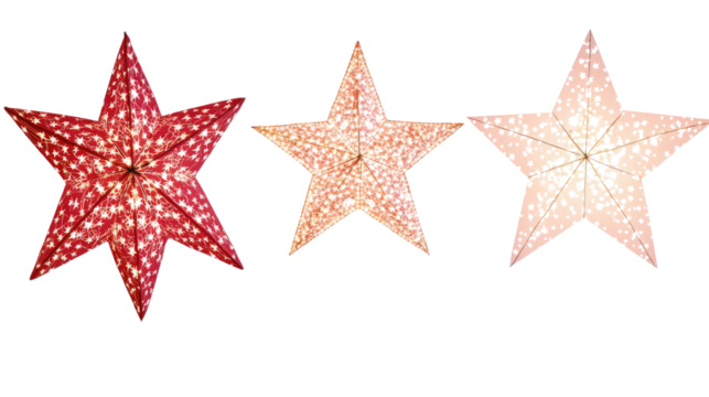 Colorful Star Lanterns on White Background Generative AI