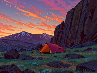 illustration camping vacation nature 