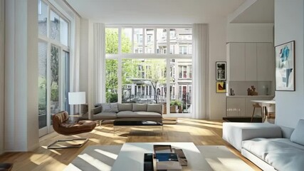 Modern Living Room Design: 3D Interior for Townhouse