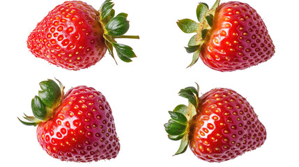 Fresh Strawberries in a Collection Set Against a White Background Generative AI