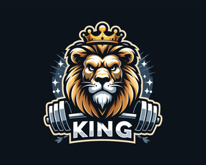 Gym Lion Logo Design Vector Template. Lion Head Logo Icon Vector Illustration