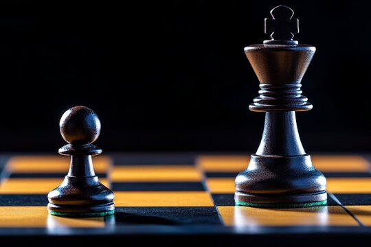 Silhouette of a single pawn and knight on a chessboard, representing the early development of a classic chess opening with clean, simple lines