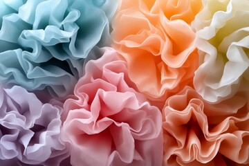 Fototapeta premium Watercolor painting of a collection of colorful packaging bags, with soft, flowing colors blending together to create an artistic and whimsical display of everyday items