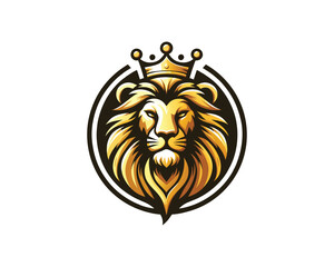 King Lion Head Logo Icon Vector illustration
