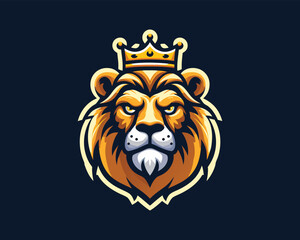 King Lion Head Logo Icon Vector illustration