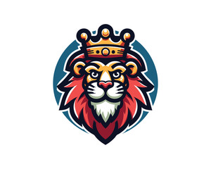 King Lion Head Logo Icon Vector illustration