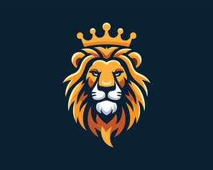 King Lion Head Logo Icon Vector illustration