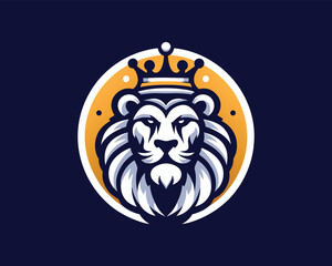 King Lion Head Logo Icon Vector illustration