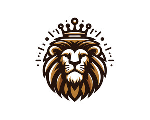 King Lion Head Logo Icon Vector illustration