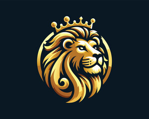 King Lion Head Logo Icon Vector illustration