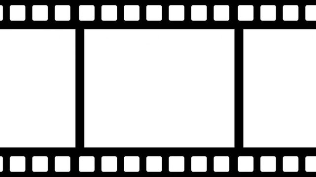 Scrolling Film strip background animation. The strip is black and white and appears to move across the screen. This is a great visual for anyone working with film or video