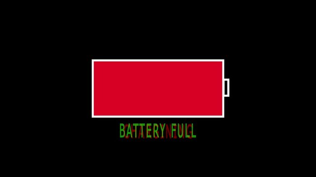 Graphic Animation of Floating Battery on the digital grid are being fully charged. Sim. ple Battery Charging Icon Animation