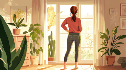 Hip pain woman suffering from osteoarthritis at home