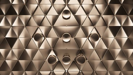 Exquisite backdrop marrying modern minimalism with metallic allure. Featuring round triangles, it exudes geometric sophistication and understated charm for wallpaper, banner, background, landing page