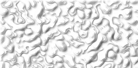 3D Papercut Stylized White Topographic Contour Scheme and Terrain. Geographic mountain terrain. Contour map background. 3D Cartographic Weave with seamless striped patterns and wavy Shapes.