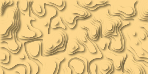  3D Woodcut Stylized Brown Woody topographic Contour Scheme and Terrain. Geographic mountain terrain. Contour map background. Woody Cartographic Weave with seamless striped patterns and wavy Shapes