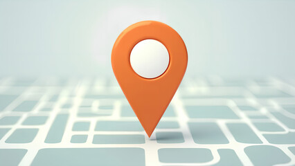 Location pin icon on earth city urban map indicating the location and direction Orange geopin Geolocation map mark Pin location pointer Navigation icon