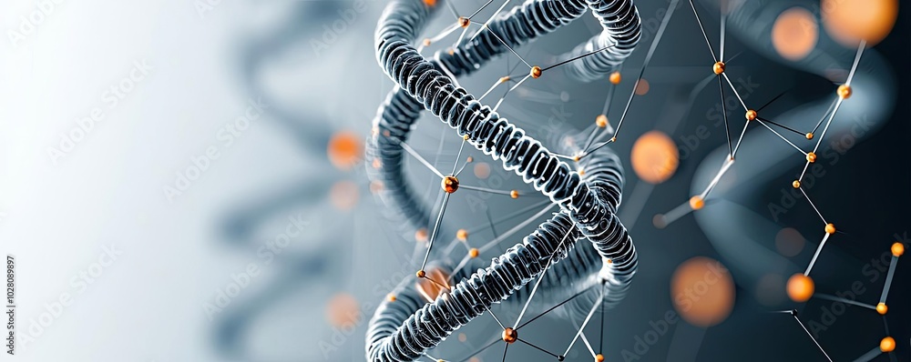 Poster abstract representation of dna structure with molecular connections.
