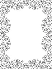 All these designs are hand-drawn and unique 
Flower Border is a Beautiful black and white illustration for aadult coloring book,
This is a printable Beautiful Zentangle Coloring page for KDP Interior,