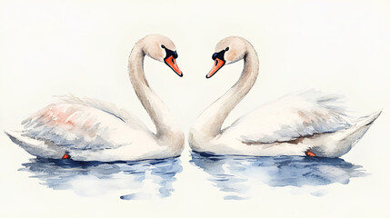 Fototapeta premium Swan bird, Elegant Watercolor birds hand-painted Isolated. Perfect for designers, nature lovers, creative decor