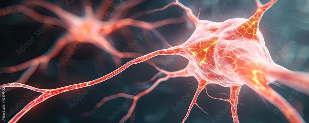 Poster close-up of neurons displaying connections and signals in vibrant colors.