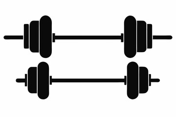 barbell icon, dumbbell silhouette vector	
