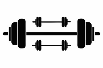 barbell icon, dumbbell silhouette vector	
