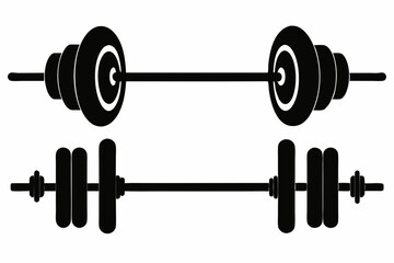 barbell icon, dumbbell silhouette vector	
