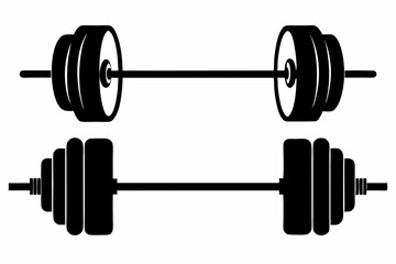 barbell icon, dumbbell silhouette vector	
