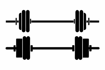 barbell icon, dumbbell silhouette vector	
