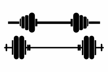barbell icon, dumbbell silhouette vector	
