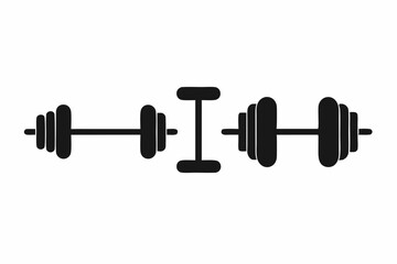 barbell icon, dumbbell silhouette vector	
