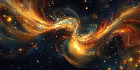 Dark gold sparkling background with cosmic patterns, perfect for elegant event invitations