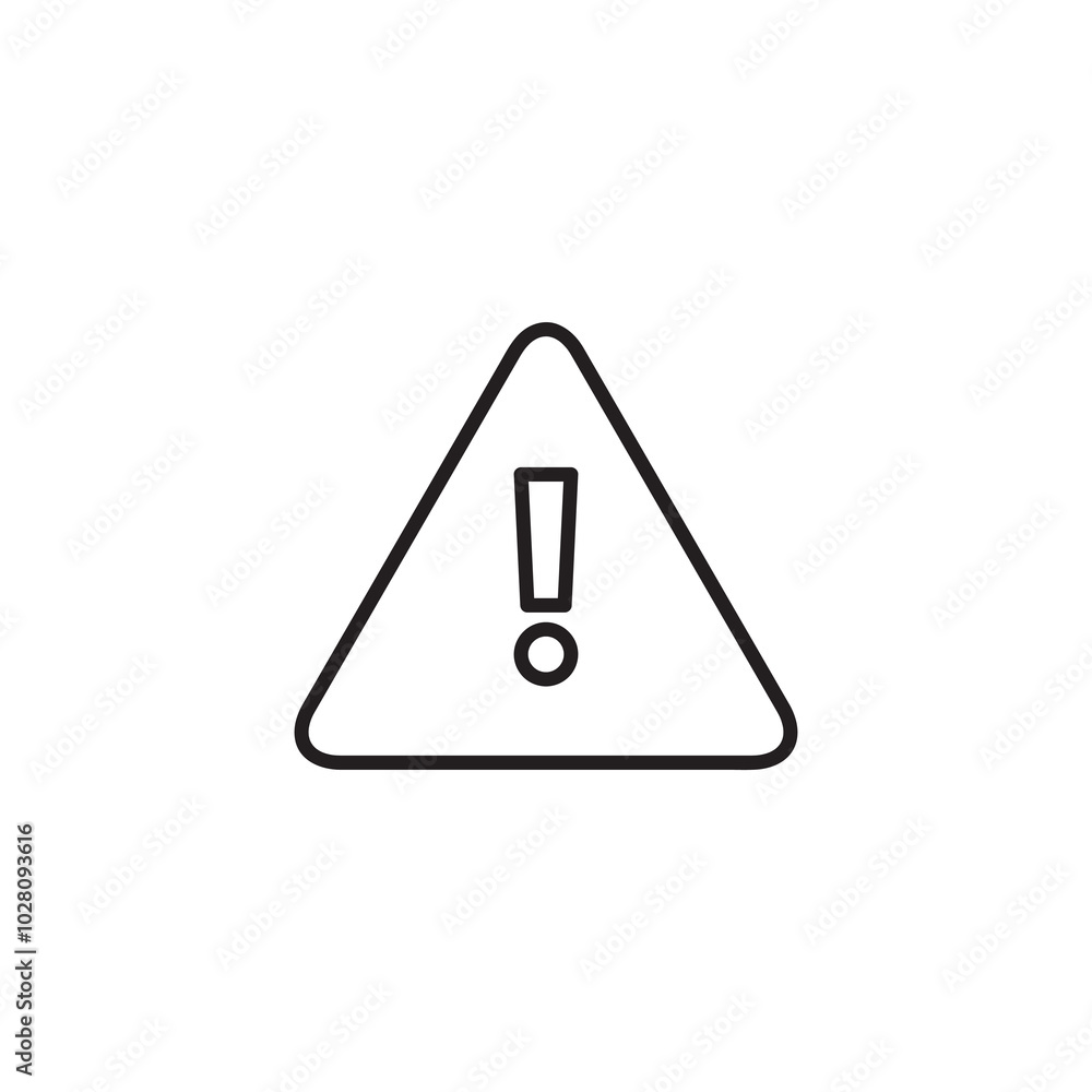 Poster warning attention icon, exclamation mark triangle linear illustration for web and app..eps