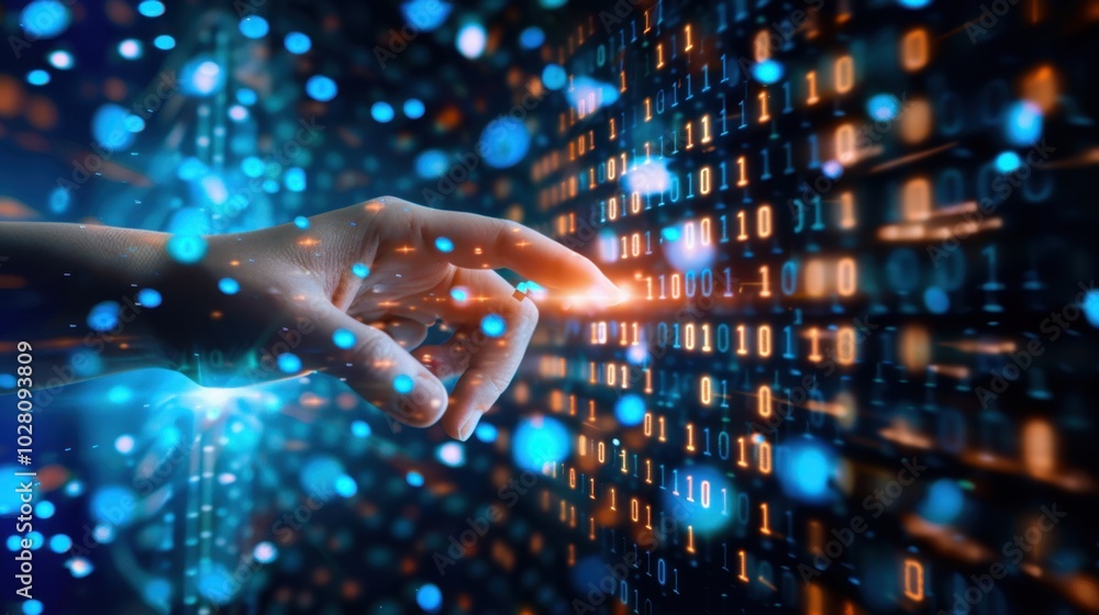Aufkleber digital interaction with binary code visualization