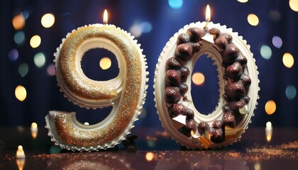 90th Birthday Celebration with Festive Cake Candles