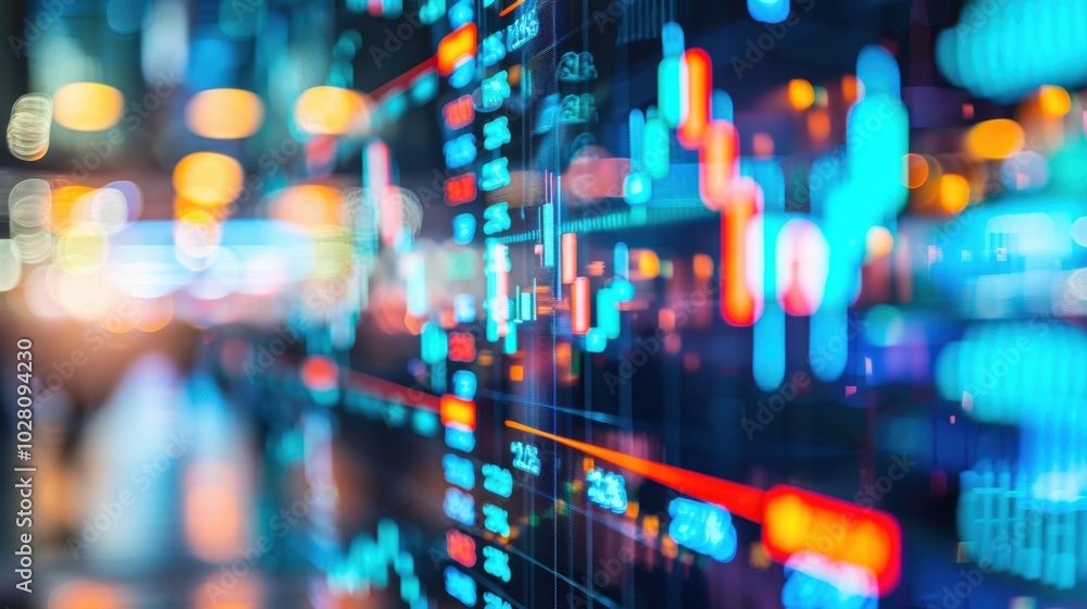 Poster abstract data visualization with colorful lights